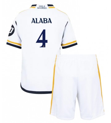 Real Madrid David Alaba #4 Primera Equipación Niños 2023-24 Manga Corta (+ Pantalones cortos)